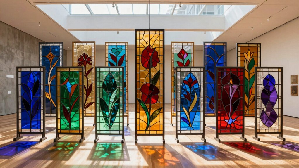 colorful stained glass panels