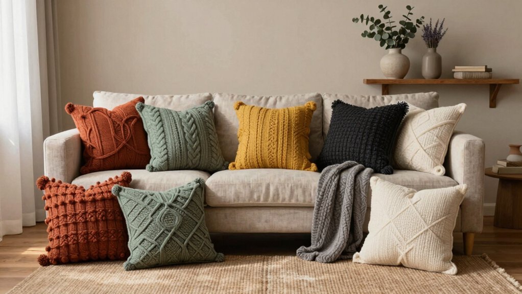cozy knitted pillow sets