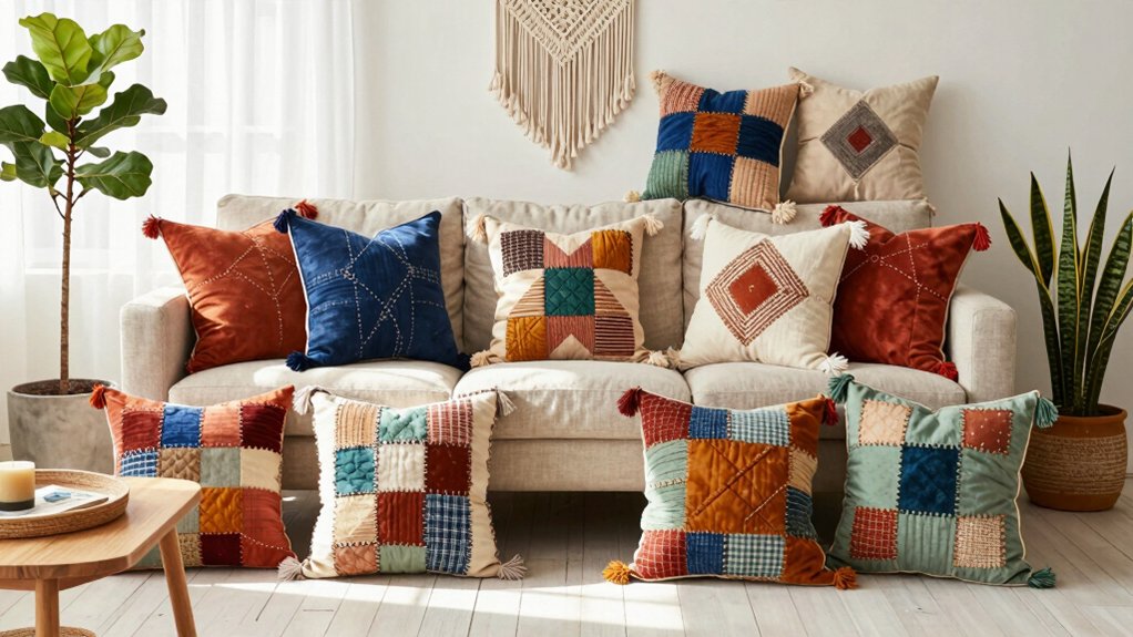 cozy stylish patchwork pillows
