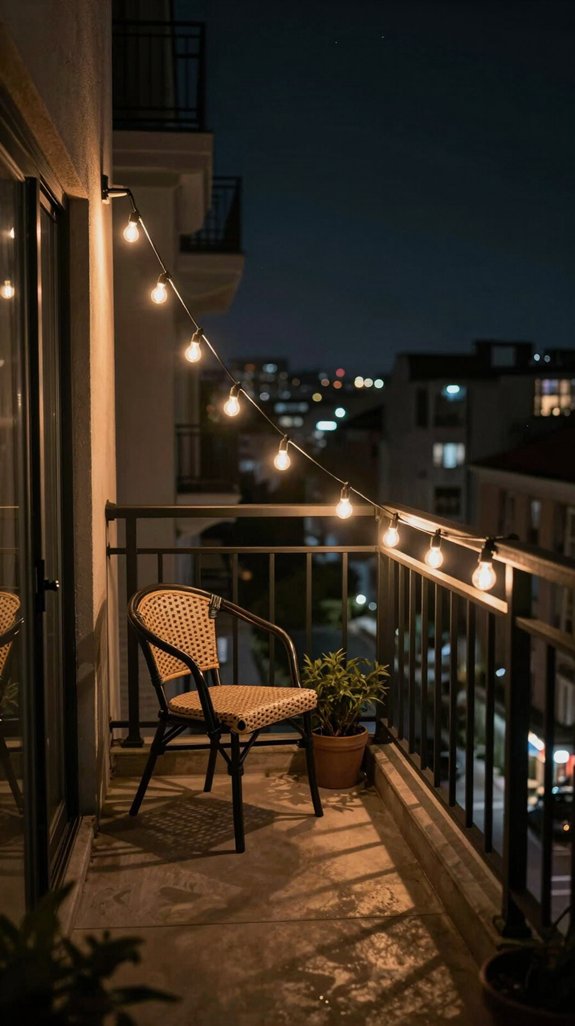 10 Mini Balcony Ideas for Small but Stylish Spaces 10 ambient lighting for balconies