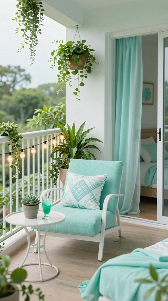 aqua themed balcony retreat