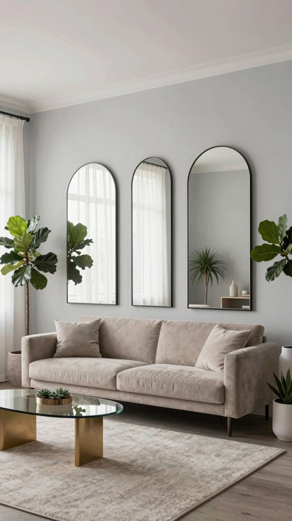 arched mirrors create focal points