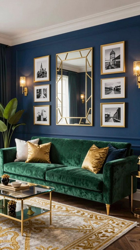 22 Wall Decor Design Ideas for Living Rooms 2 art deco gold accents