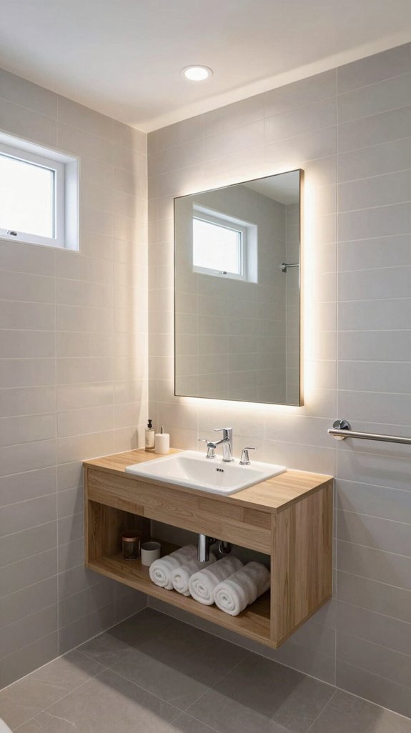 backlit mirrors enhance visibility