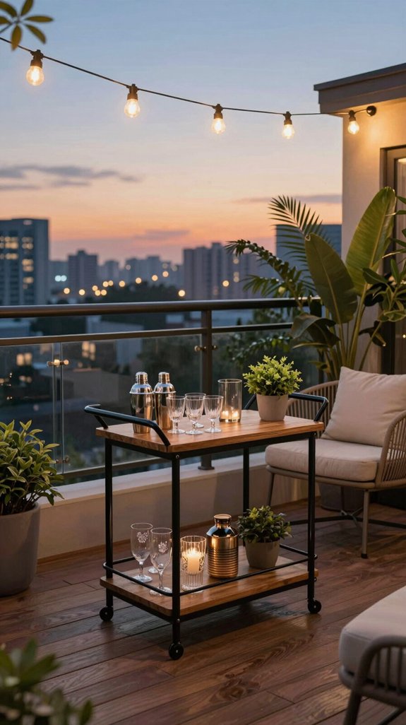 22 House Balcony Ideas to Elevate Your Home Exterior 17 balcony bar cart entertaining