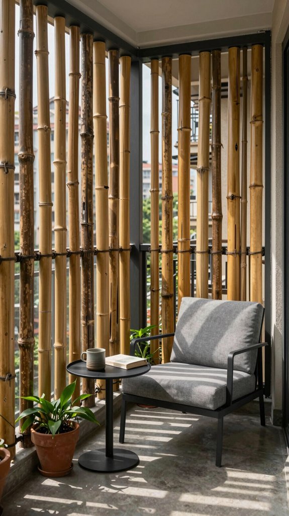 15 Small Balcony Ideas Apartment Owners Will Love 4 bamboo fencing with plants
