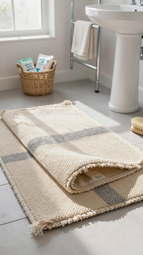 17 Bathroom Rug Ideas That Add Texture and Warmth 16 bathroom rug care tips