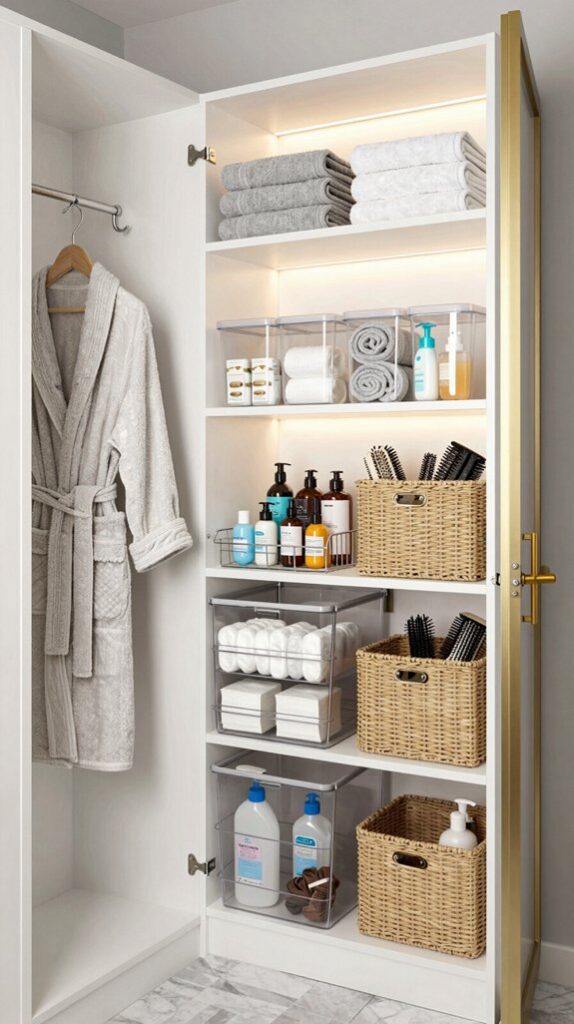 bathroom storage and layout