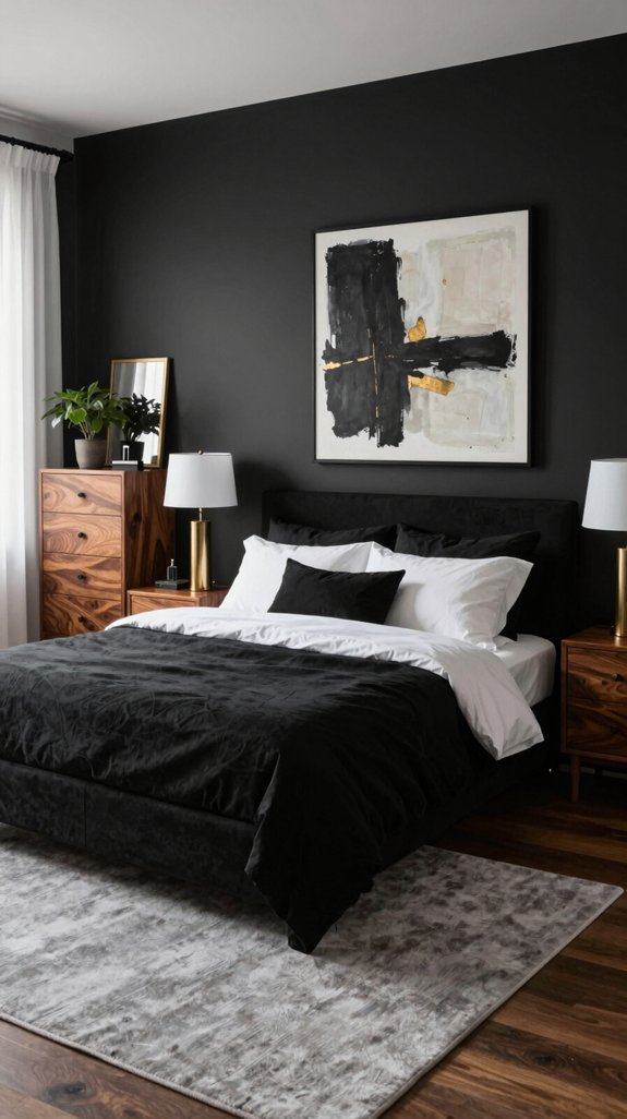 15 Black Bedroom Ideas for a Bold Interior 3 black and wood harmony