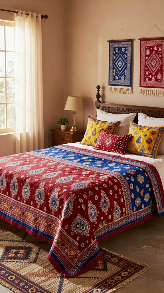 12 Indian Bedroom Decor Ideas With Cultural Charm 5 block prints and paisley
