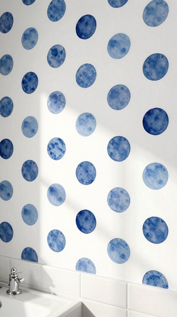 blue and white polka dot wallpaper