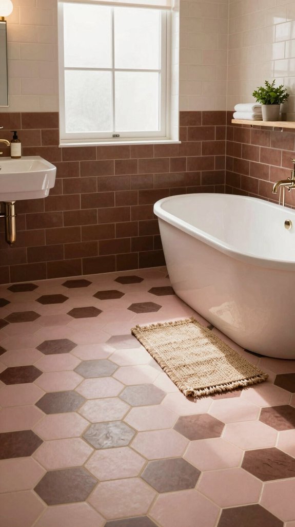 24 Bathroom Tiles Ideas for Stunning Floors and Walls 7 blush and cocoa elegance