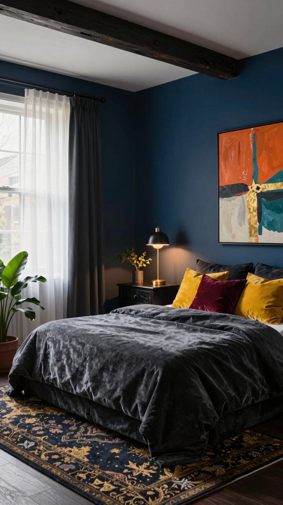 bold accents enhance moody retreats