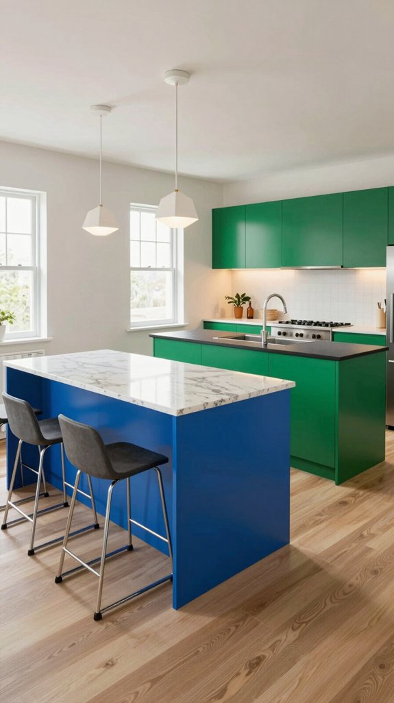 22 Kitchen Color Ideas That Feel Fresh and Modern 14 bold colored kitchen islands