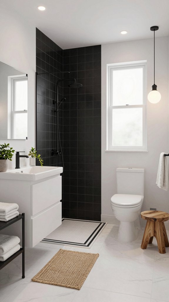 20 Neutral Bathroom Ideas That Feel Warm and Inviting 9 bold contrast timeless elegance
