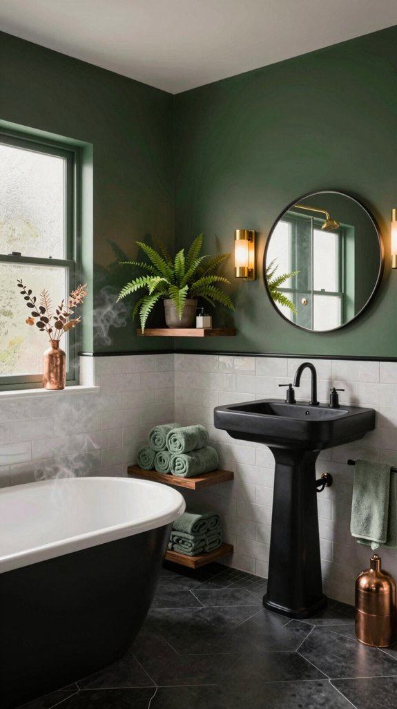 bold dark green bathrooms
