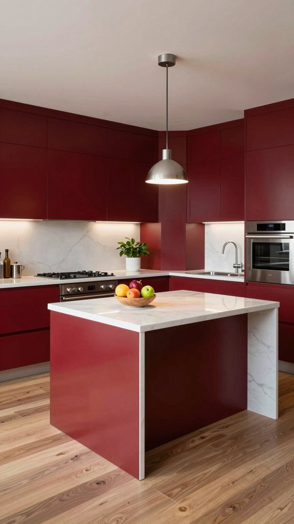 bold deep red kitchens