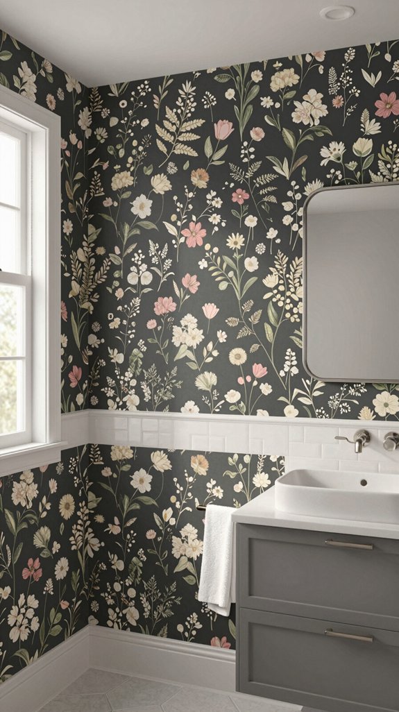 20 Wallpaper Bathroom Ideas That Transform Plain Walls 5 bold floral wallpaper elegance