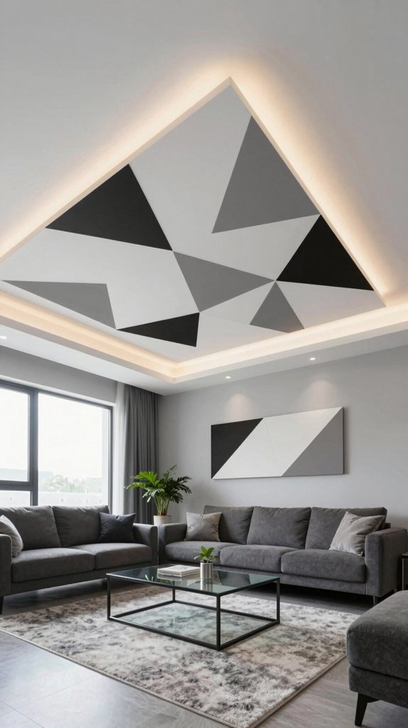 17 Living Room False Ceiling Design Ideas for Modern Homes 2 bold geometric ceiling designs