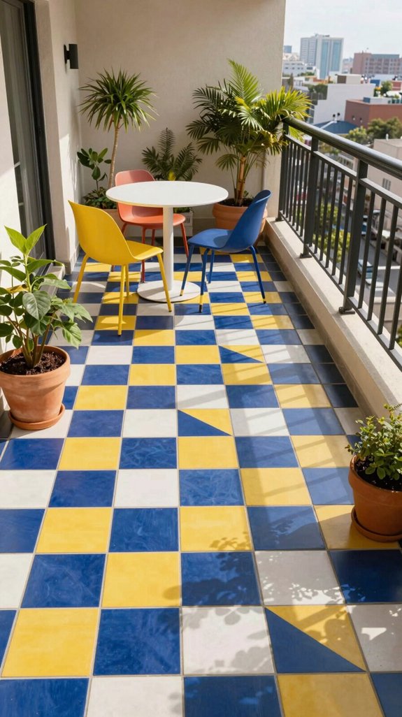 18 Balcony Flooring Ideas That Transform Your Space 18 bold geometric tile patterns