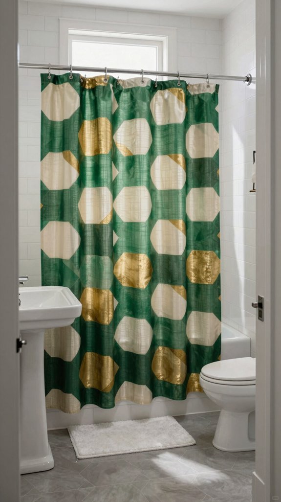 22 Apartment Bathroom Decor Ideas That Are Renter-Friendly 18 bold graphic shower curtains