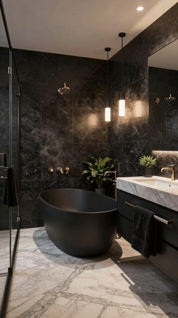 bold luxurious black bathrooms