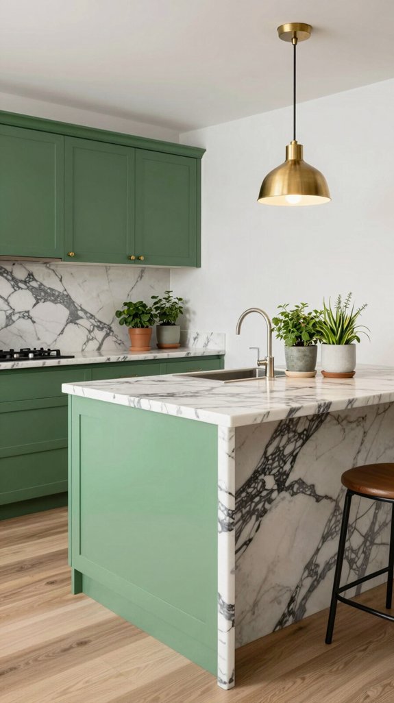 bold marble green cabinets