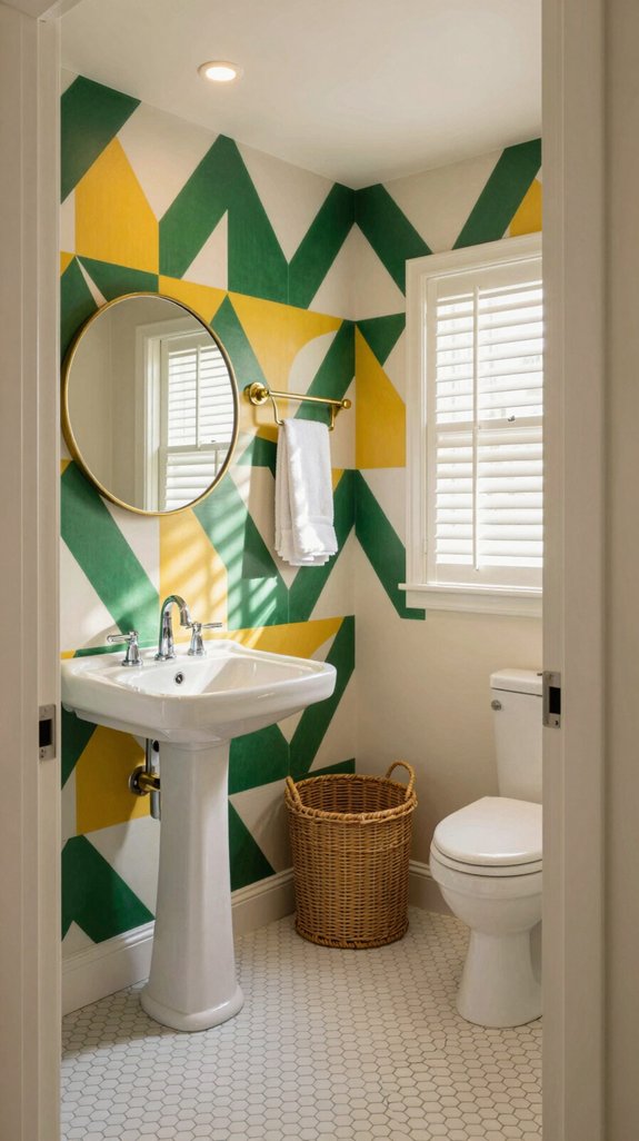 21 Fun Bathroom Ideas That Add Playful Personality 2 bold wallpaper enhances space