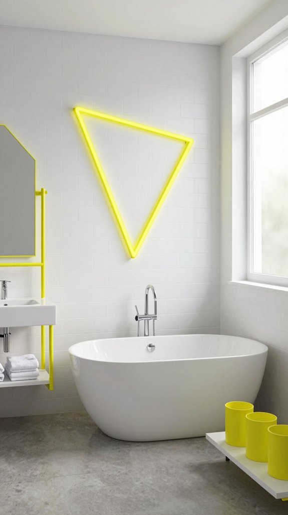 bold yellow geometric accents