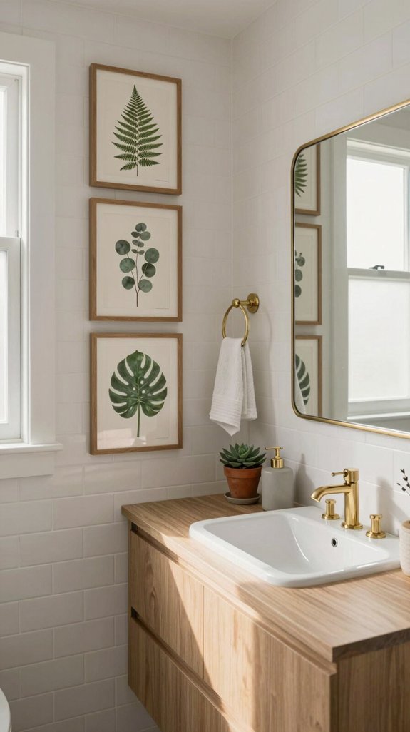 22 Apartment Bathroom Decor Ideas That Are Renter-Friendly 6 botanical artwork for renters