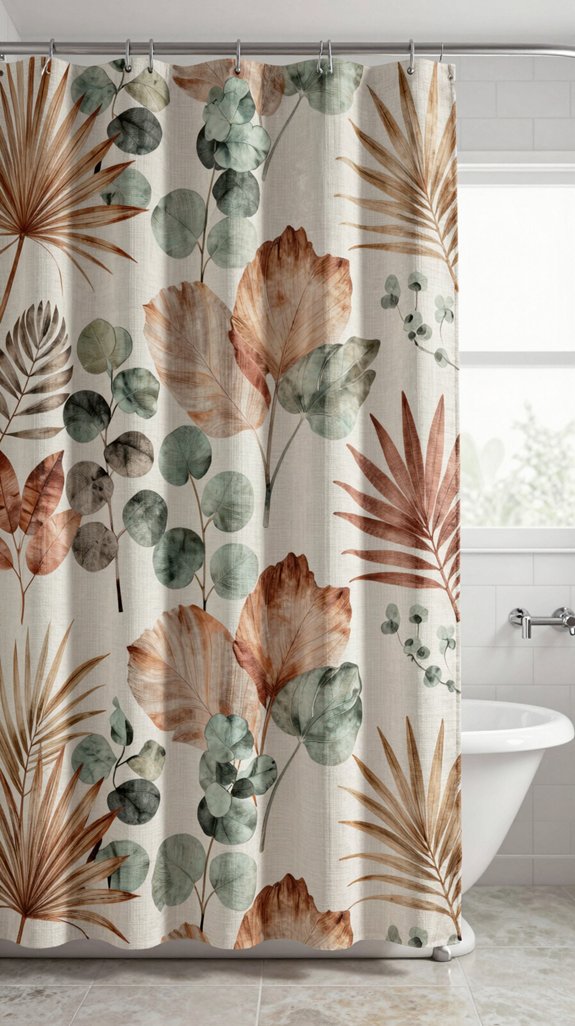 botanical curtains in earth tones
