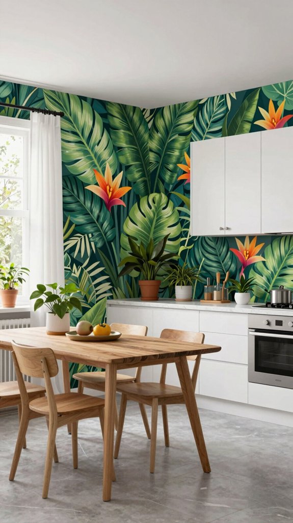 botanical wallpaper kitchen transformation