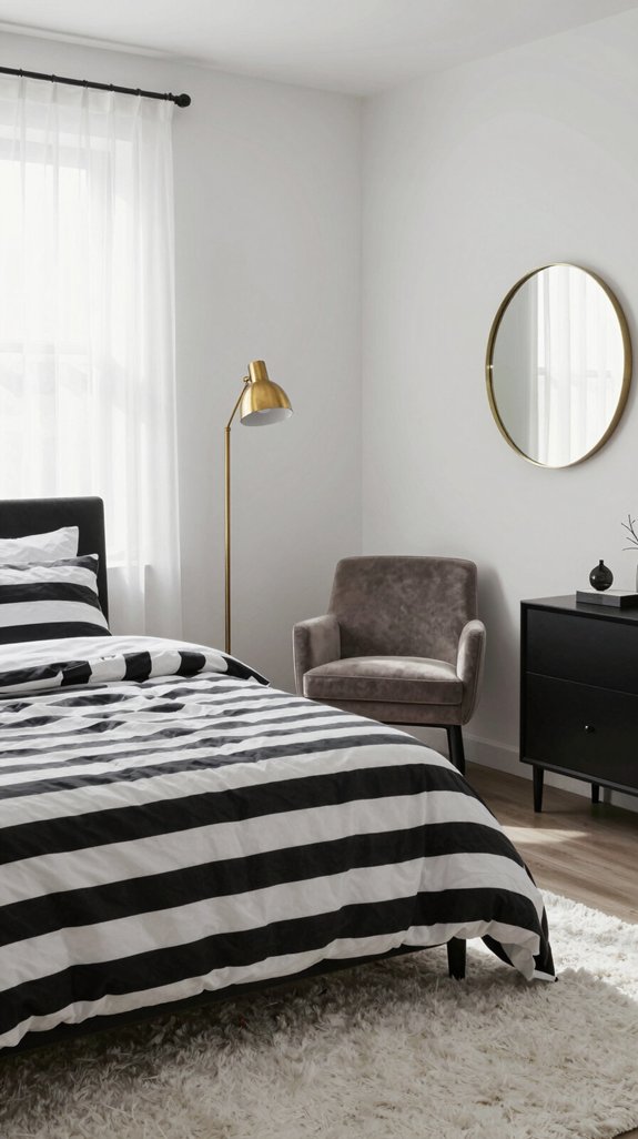 14 Black and White Bedroom Ideas That Never Go Out of Style 7 brass taupe bedroom transformation