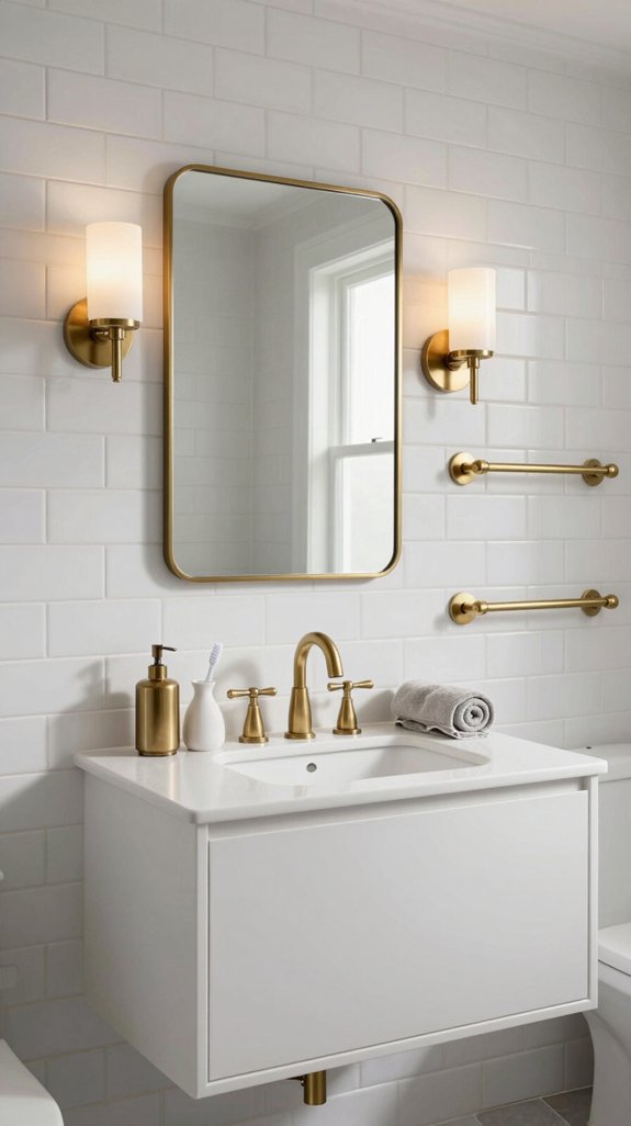 brushed brass fixtures enhance aesthetics