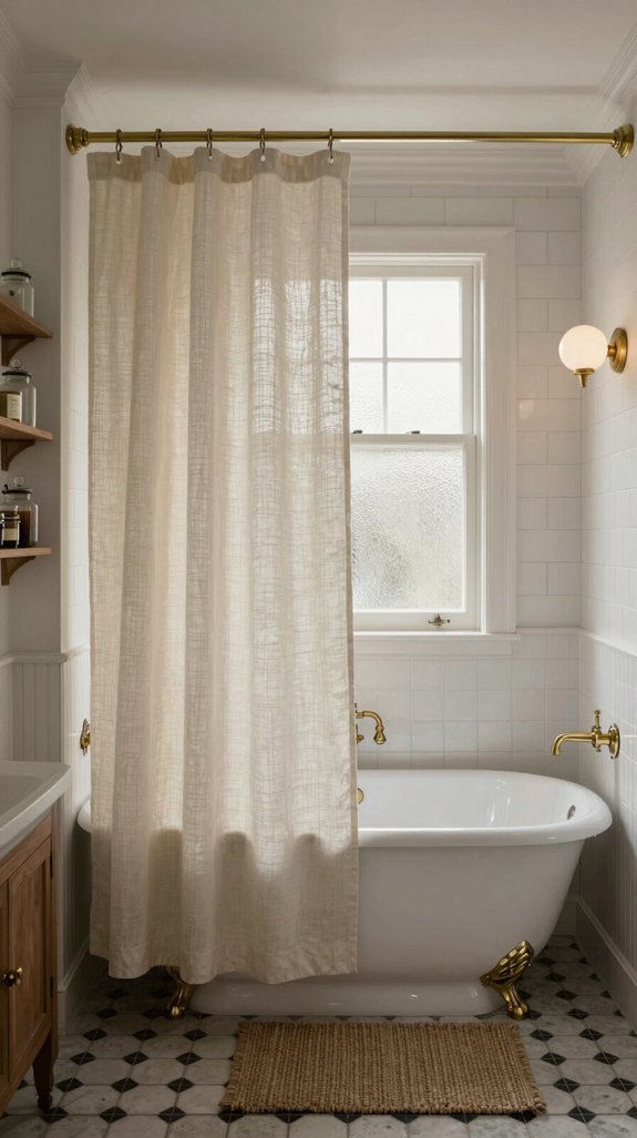 20 Vintage Bathroom Ideas With Timeless Appeal 18 ceiling height shower curtain elegance