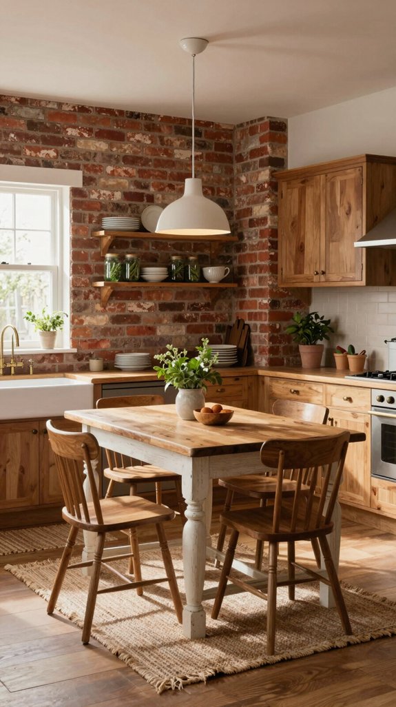 23 Farmhouse Kitchen Ideas for a Cozy Rustic Feel 3 charming brick accent walls