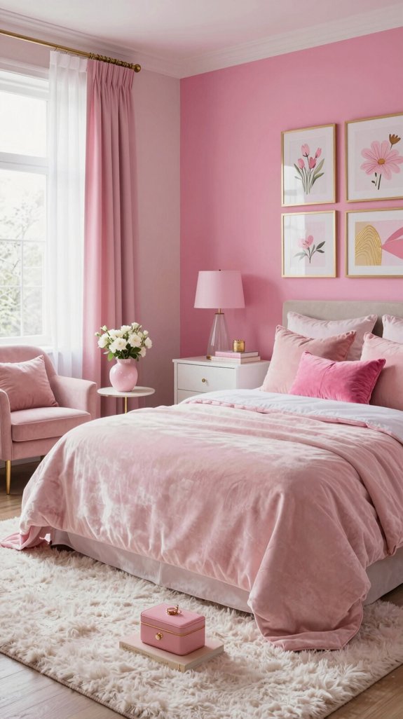 chic pink bedroom accessories