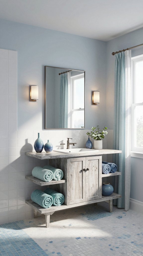 25 Blue Bathroom Ideas for a Calm Coastal Vibe 6 coastal bathroom color layering
