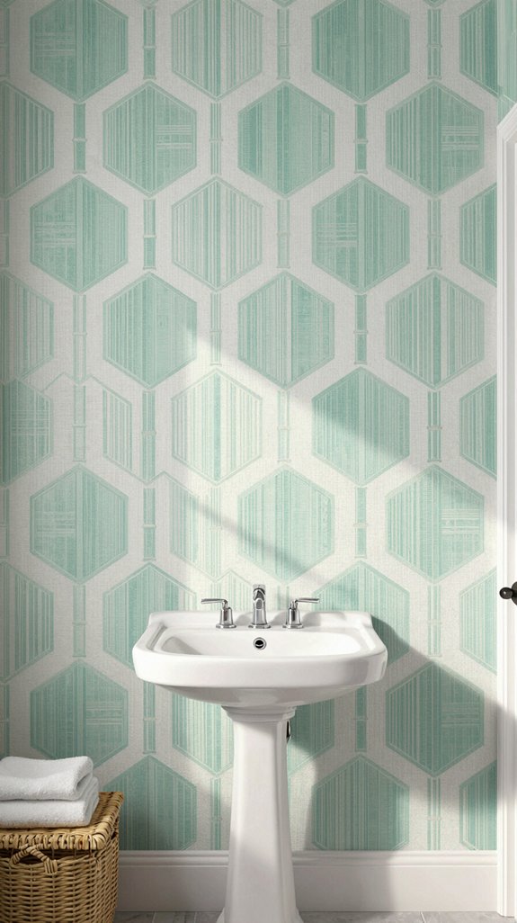 coastal geometric bamboo wallpaper