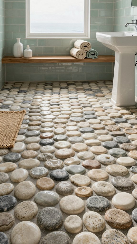 coastal spa like pebble tiles