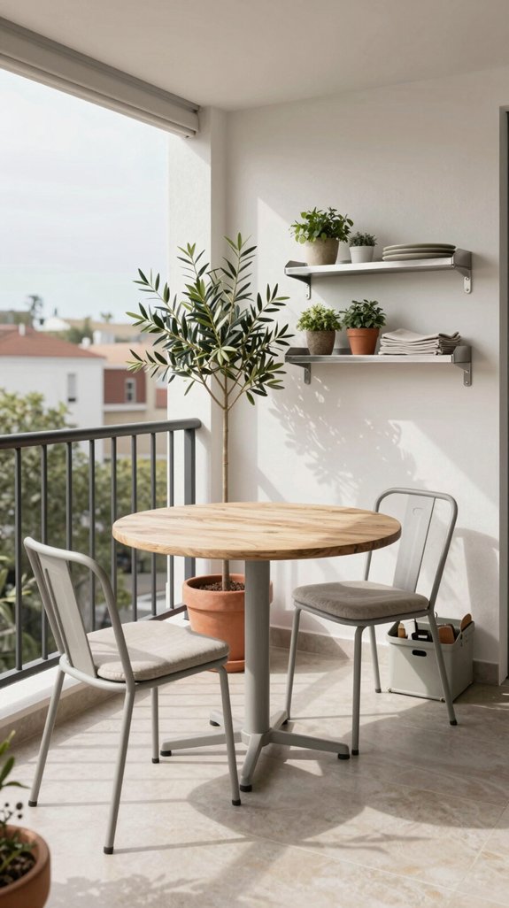 compact balcony dining area