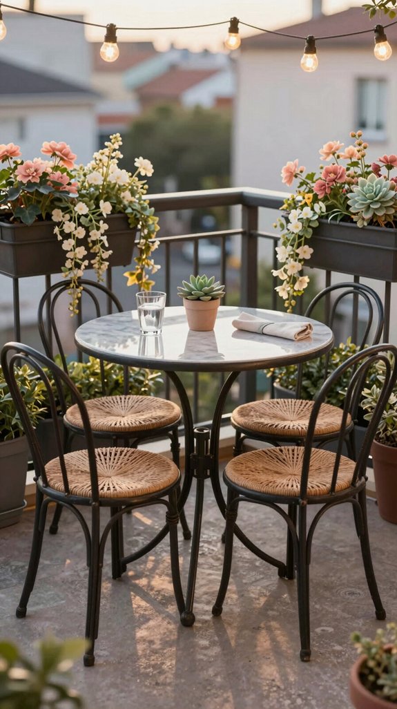 compact bistro table setup