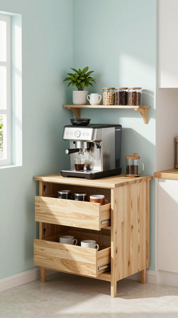 compact coffee station setup