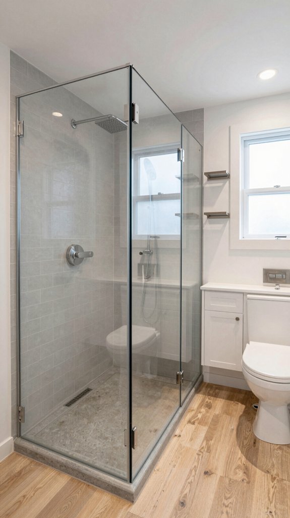 compact modern walk in showers
