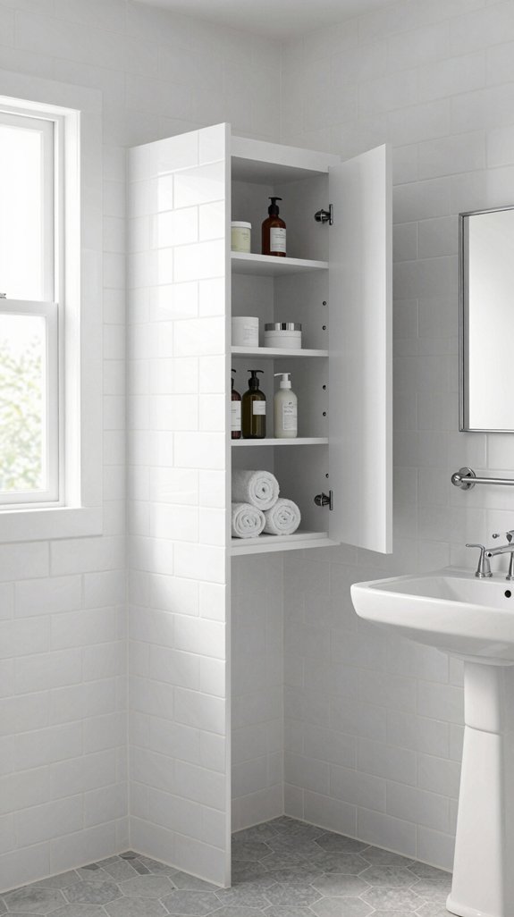 26 Tiny Bathroom Storage Ideas That Save Every Inch 15 concealed hinges enhance aesthetics