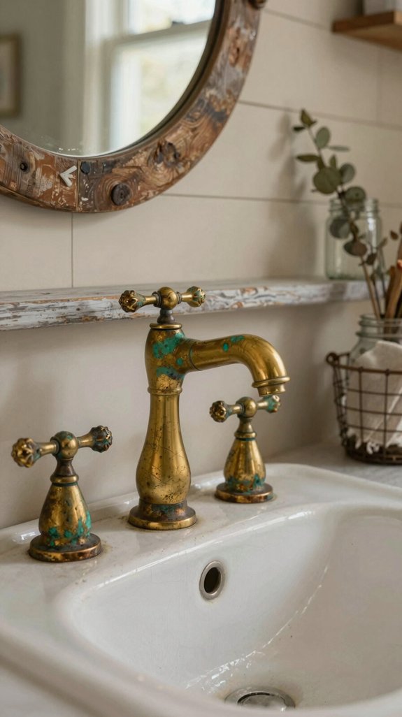 24 Farmhouse Bathroom Ideas With Rustic Charm 18 controlled oxidation for patina