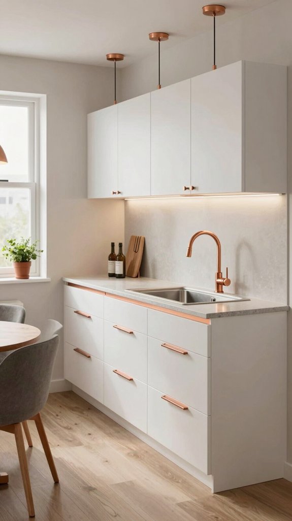 copper hardware enhances warmth