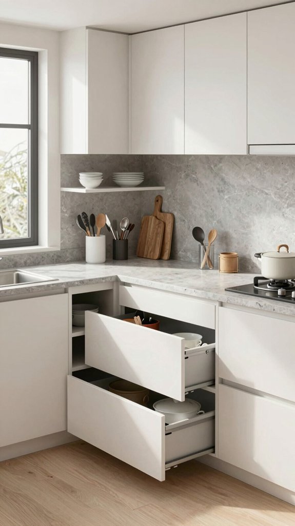 corner drawers maximize storage