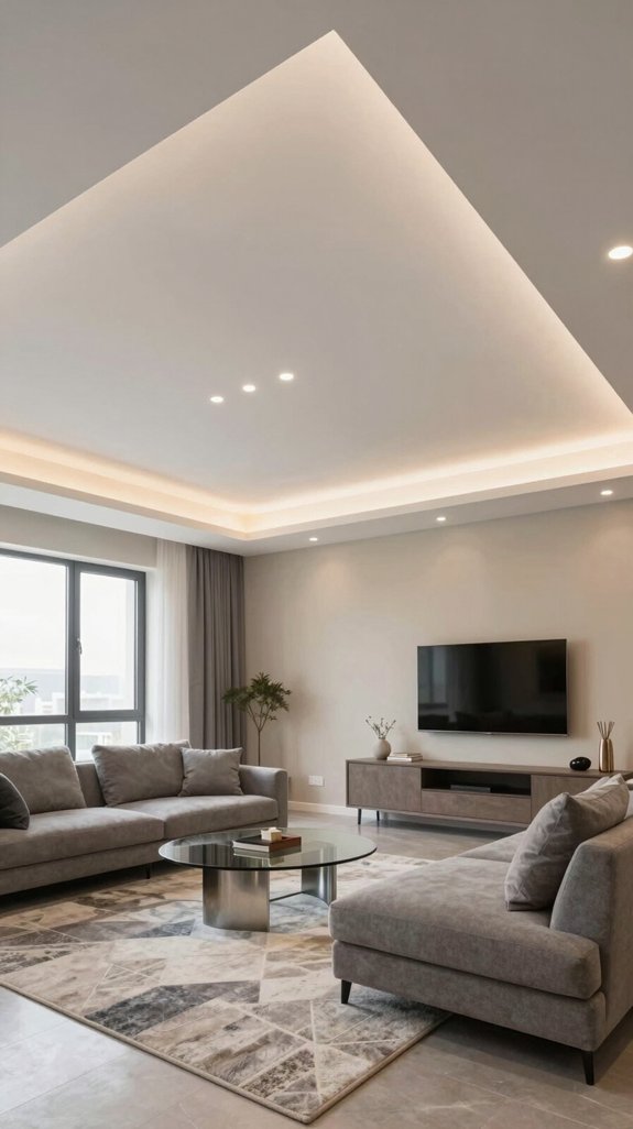 17 Living Room False Ceiling Design Ideas for Modern Homes 4 cove lighting enhances ambiance