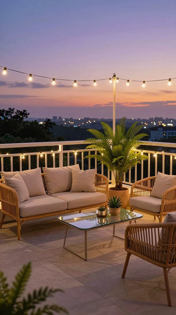 cozy balcony evening lighting